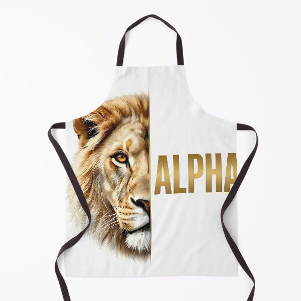 Item preview, ALPHA Lion Half Face Gold Typography Wildlife designed and sold by Presshue.