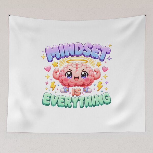 Item preview, Mindset Is Everything | Kawaii Strong Brain Growth Mindset Art designed and sold by Dulxoz.