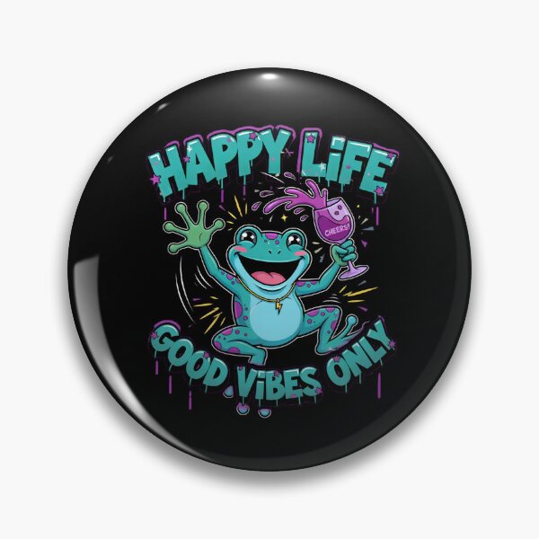 Item preview, Happy Life Good Vibes Frog Cheers designed and sold by TshirtsOnline-.