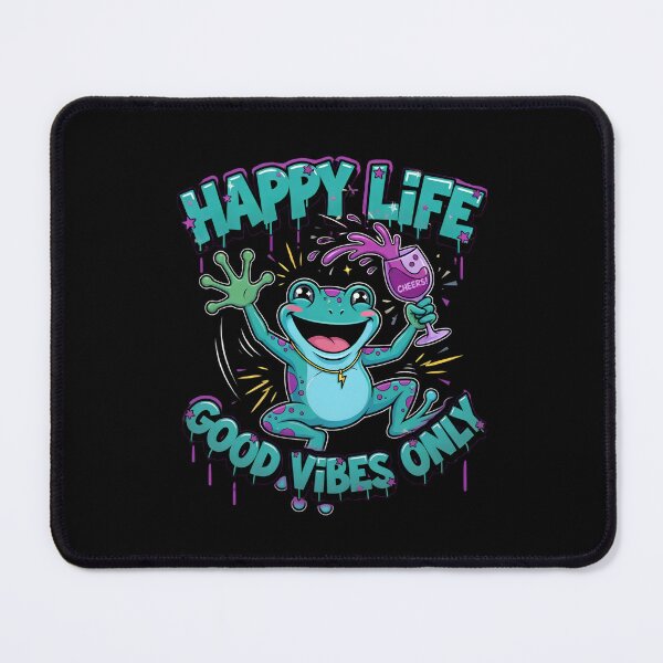 Item preview, Happy Life Good Vibes Frog Cheers designed and sold by TshirtsOnline-.
