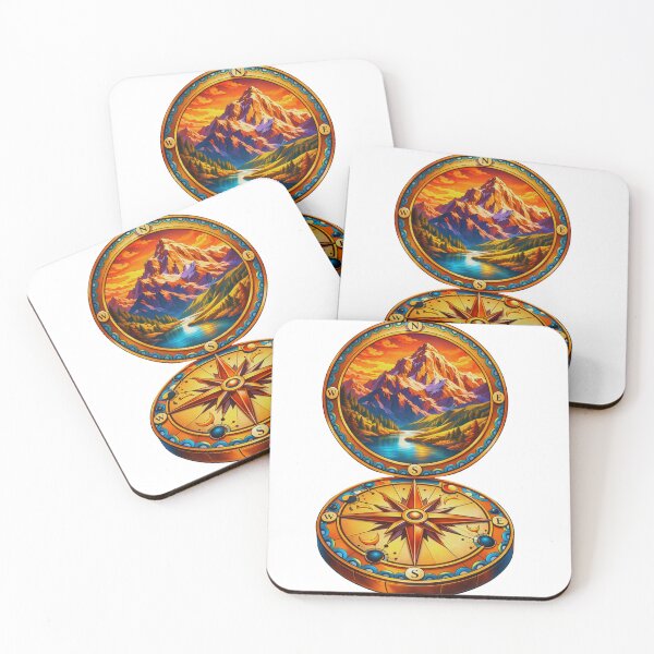 Item preview, Vibrant Adventure Compass Illustration with Mountain Landscape designed and sold by GabeMountainArt.