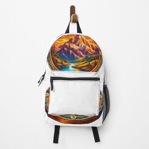 Item preview, Vibrant Adventure Compass Illustration with Mountain Landscape designed and sold by GabeMountainArt.