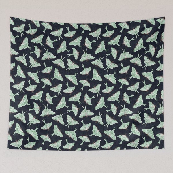 Item preview, Moody Luna Moths on Dark Navy designed and sold by somecallmebeth.