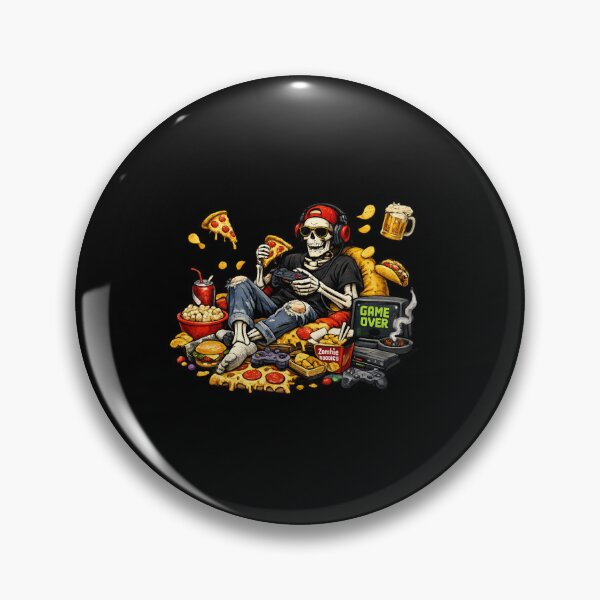 Item preview, Skeleton Gamer Pizza and Snacks Graphic designed and sold by TheZyro.