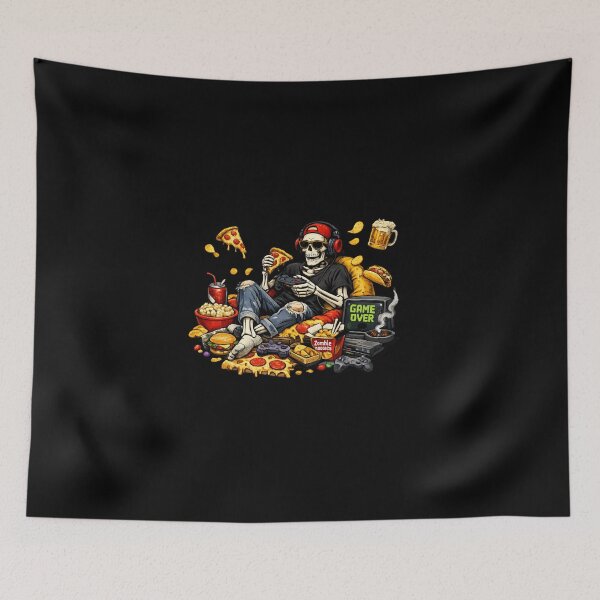 Item preview, Skeleton Gamer Pizza and Snacks Graphic designed and sold by TheZyro.