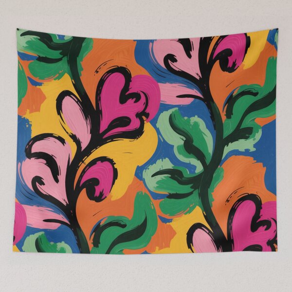 Item preview, Bold Fauvism Inspired Pattern | Vibrant Pink Orange Floral Seamless Repeat designed and sold by Midnight Veil Designs.