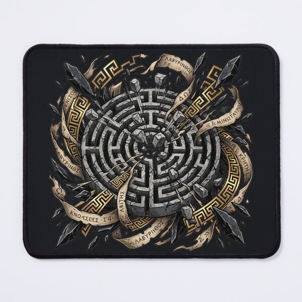 Item preview, Ancient Greek Labyrinth Maze - Chaotic Maximalist Geometry Art designed and sold by krish-prints.