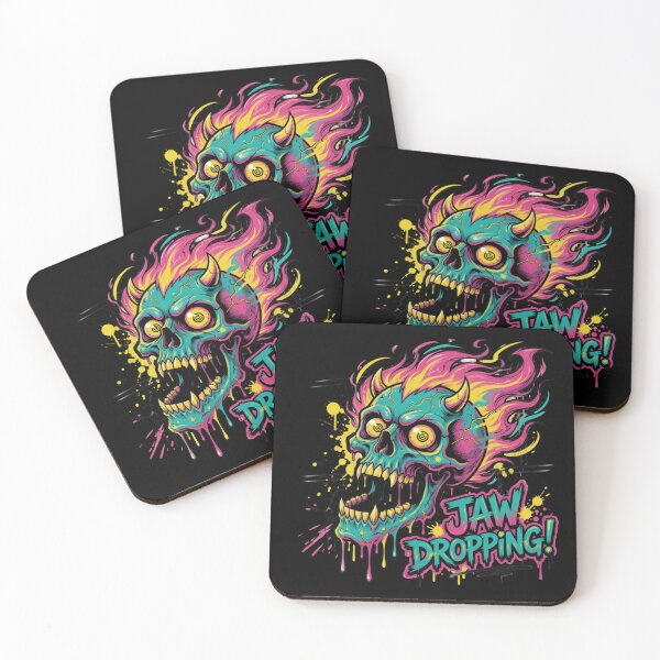 Item preview, Neon Flame Devil Skull Jaw Dropping Art designed and sold by TshirtsOnline-.