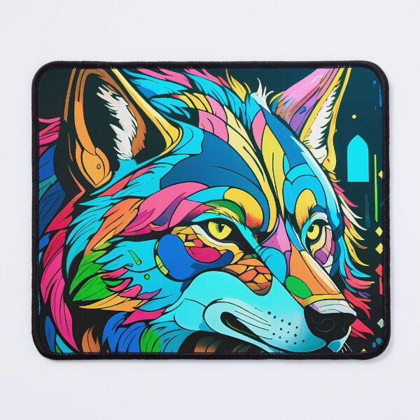Item preview, Colorful Wolf Close-Up – Neon Graffiti Art on Black Canvas designed and sold by black-canvas26.