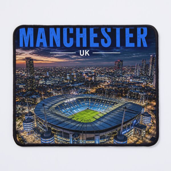 Item preview, Manchester City Skyline & Iconic Stadium Art – Cinematic Blue Edition designed and sold by globetrottergfx.