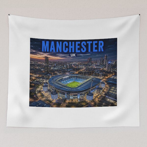 Item preview, Manchester City Skyline & Iconic Stadium Art – Cinematic Blue Edition designed and sold by globetrottergfx.
