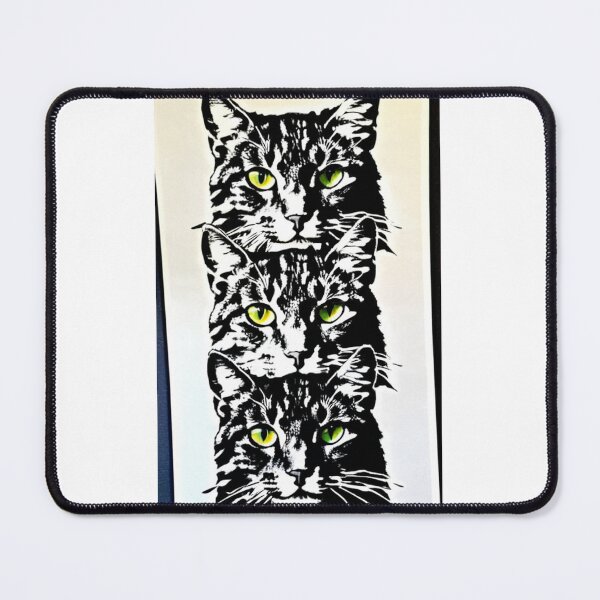 Item preview, Art - Three Tabby Cats, Pop Art Composition with Yellow Eyes designed and sold by DoodyPets.
