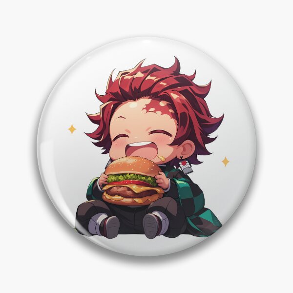 Item preview, Tanjiro Kamado Demon Slayer Chibi Burger Anime Happy Bite designed and sold by earlobejerk.