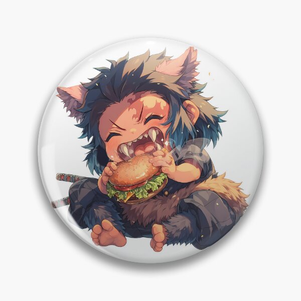 Item preview, Inosuke Hashibira Demon Slayer Chibi Burger Anime Wild Snack designed and sold by earlobejerk.