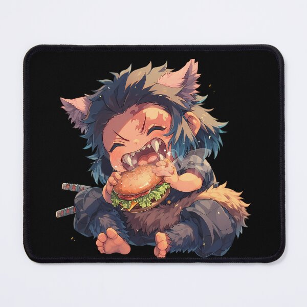Item preview, Inosuke Hashibira Demon Slayer Chibi Burger Anime Wild Snack designed and sold by earlobejerk.