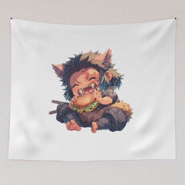 Item preview, Inosuke Hashibira Demon Slayer Chibi Burger Anime Wild Snack designed and sold by earlobejerk.