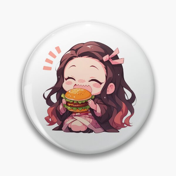 Item preview, Nezuko Kamado Demon Slayer Chibi Burger Kawaii Bite designed and sold by earlobejerk.