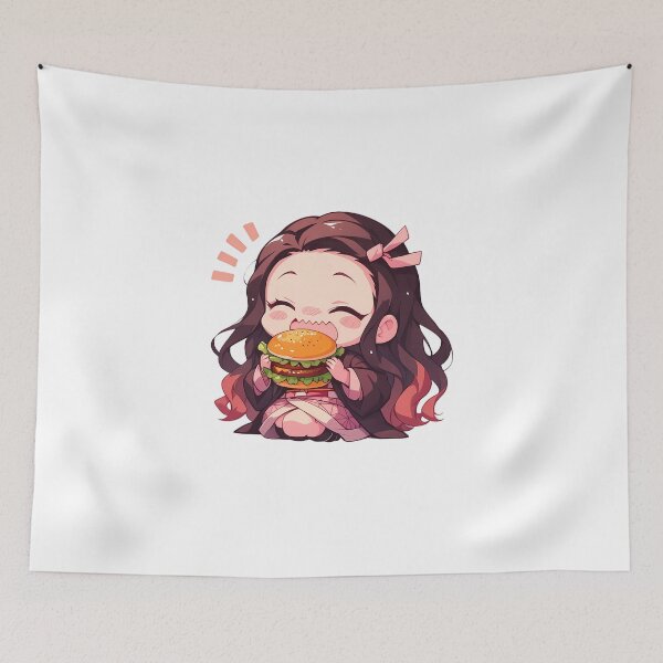 Item preview, Nezuko Kamado Demon Slayer Chibi Burger Kawaii Bite designed and sold by earlobejerk.