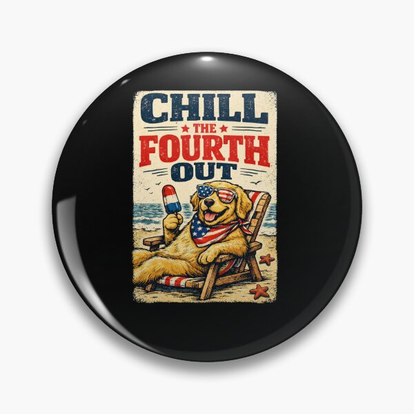 Item preview, Chill The Fourth Out Golden Retriever Beach Dog designed and sold by BHMARTS.