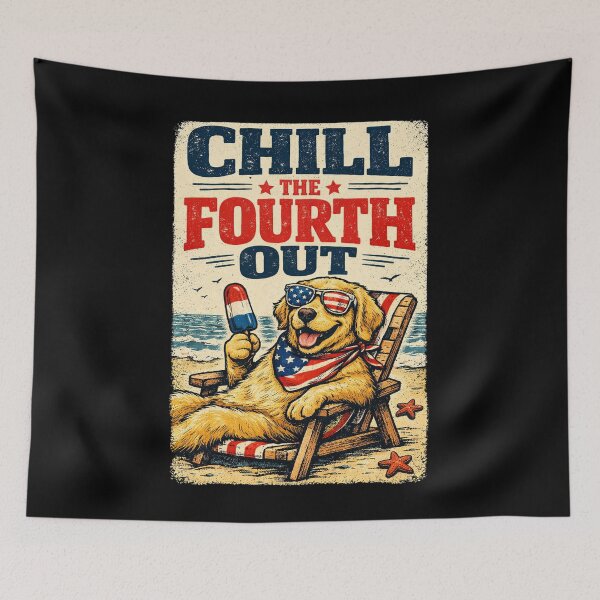 Item preview, Chill The Fourth Out Golden Retriever Beach Dog designed and sold by BHMARTS.