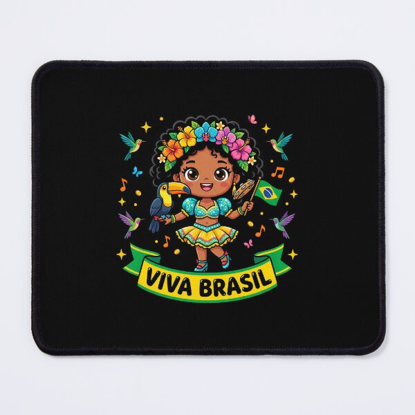 Item preview, Viva Brasil Carnival Girl – Cute Brazilian Chibi Mascot with Toucan & Samba Festival Design designed and sold by DesignDoodleArt.