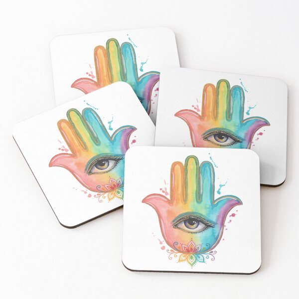 Item preview, Hamsa Hand - Rainbow Colorful Evil Eye Spiritual Protection Art designed and sold by ArcticFoxStudio.