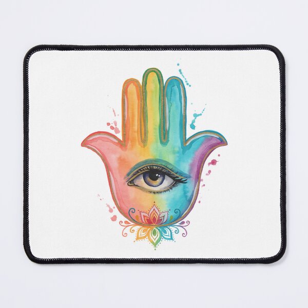 Artikelvorschau, Hamsa-Hand – Regenbogenfarbene Kunst zum Schutz vor dem Bösen Blick entworfen und verkauft von ArcticFoxStudio.
