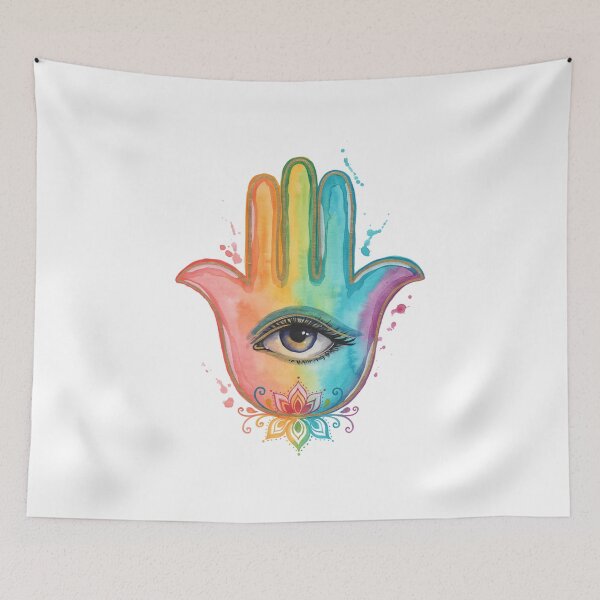 Item preview, Hamsa Hand - Rainbow Colorful Evil Eye Spiritual Protection Art designed and sold by ArcticFoxStudio.