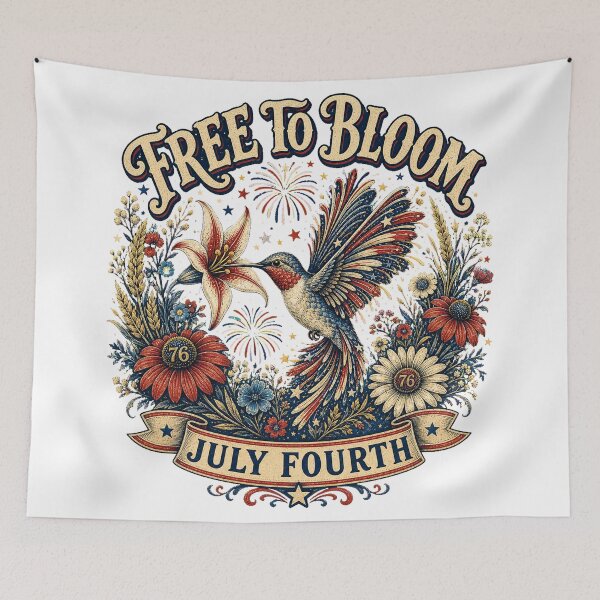 Item preview, Free to Bloom – July Fourth Hummingbird designed and sold by RaFaMidnight.