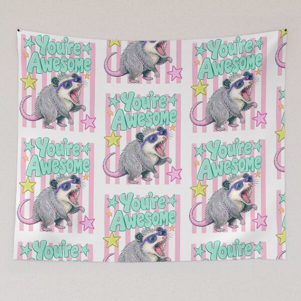 Item preview, Cool Screaming Opossum You're Awesome Retro Aesthetic designed and sold by Polarisofficial.