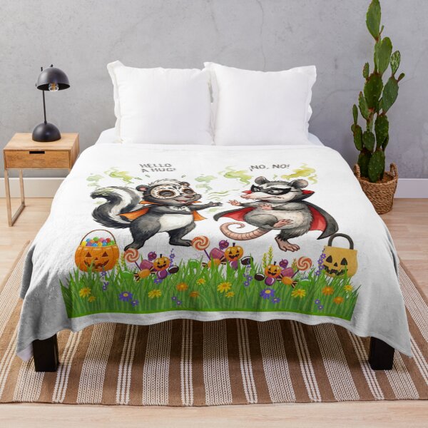 Item preview, Funny Halloween Watercolor Skunk and Opossum Illustration – Smelly Hug Reject designed and sold by VibranPalette.
