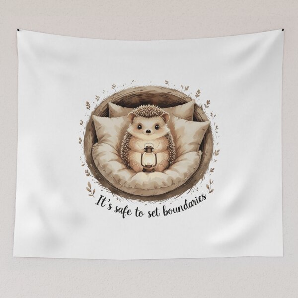 Item preview, Its Safe To Set Boundaries Cute Hedgehog Mental Health Watercolor designed and sold by AQUILAKREO.