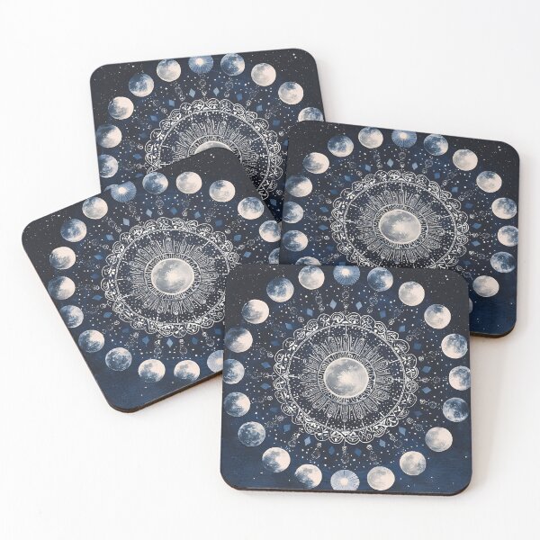 Item preview, Ornate lunar cycle watercolor mandala designed and sold by Checho30.