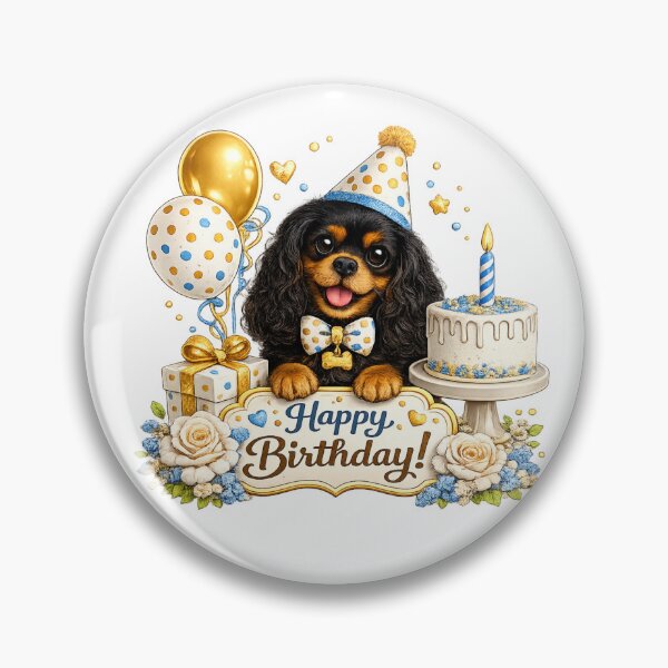 Item preview, Birthday Black and Tan Cavalier Gold designed and sold by SpottyRainbow.