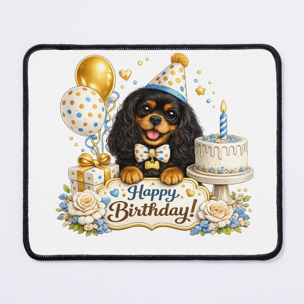 Item preview, Birthday Black and Tan Cavalier Gold designed and sold by SpottyRainbow.