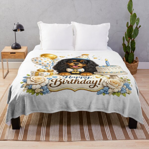 Item preview, Birthday Black and Tan Cavalier Gold designed and sold by SpottyRainbow.
