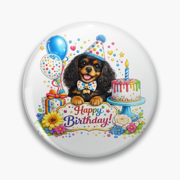 Item preview, Birthday Black and Tan Cavalier Bright designed and sold by SpottyRainbow.