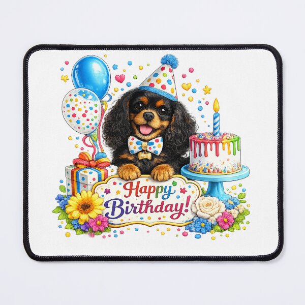 Item preview, Birthday Black and Tan Cavalier Bright designed and sold by SpottyRainbow.