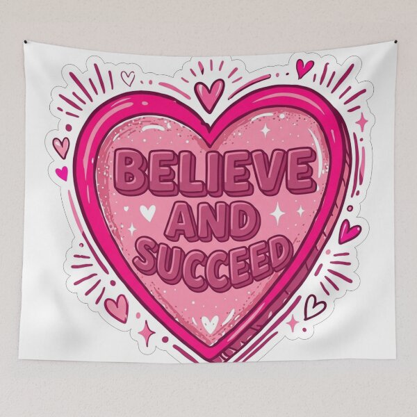 Item preview, Believe and Succeed Pink Heart Motivation designed and sold by Owcomm.