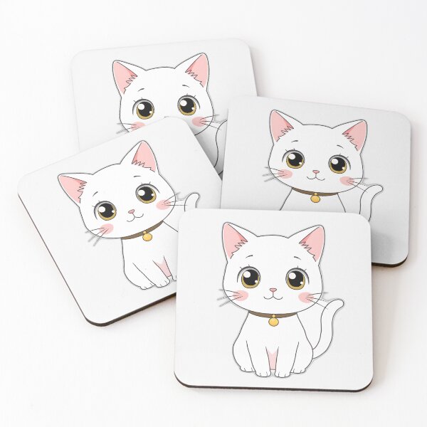 Item preview, Cute White Kawaii Cat Cartoon Sticker | Adorable Anime Kitty Chibi Cat Design designed and sold by dreamz-world.