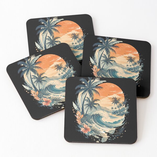 Item preview, Retro Palm Wave Coastal Art designed and sold by Pixel Vice Trip.