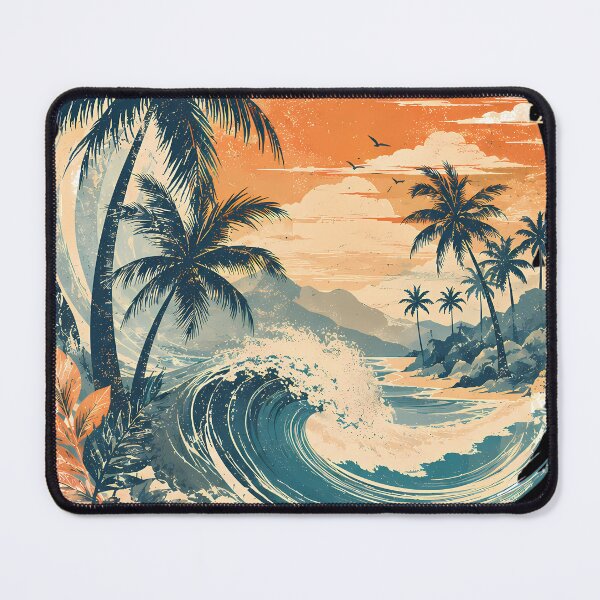 Item preview, Retro Palm Wave Coastal Art designed and sold by Pixel Vice Trip.