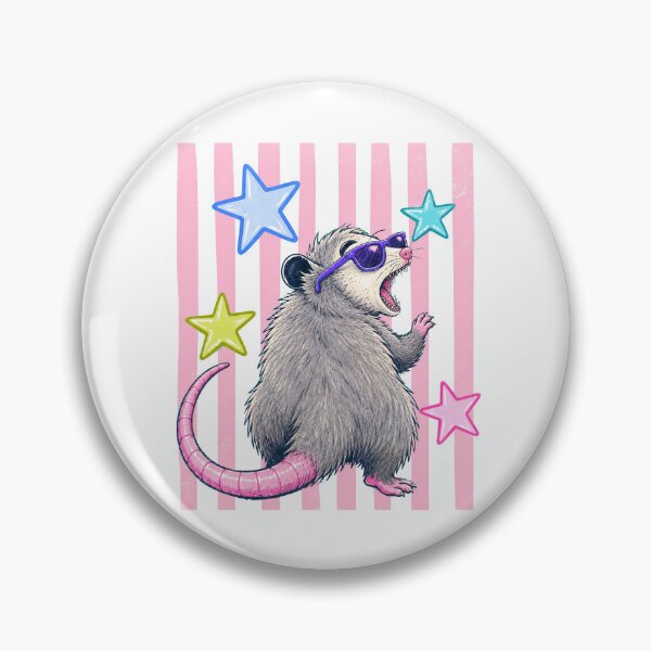 Item preview, Screaming Opossum with Sunglasses and Stars – Funny Retro Design designed and sold by Polarisofficial.