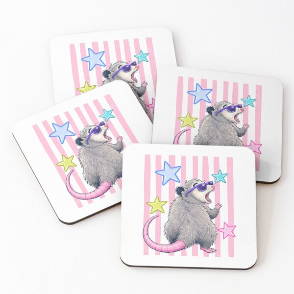 Item preview, Screaming Opossum with Sunglasses and Stars – Funny Retro Design designed and sold by Polarisofficial.