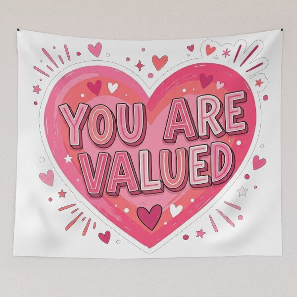Item preview, You Are Valued Pink Heart Affirmation designed and sold by Owcomm.