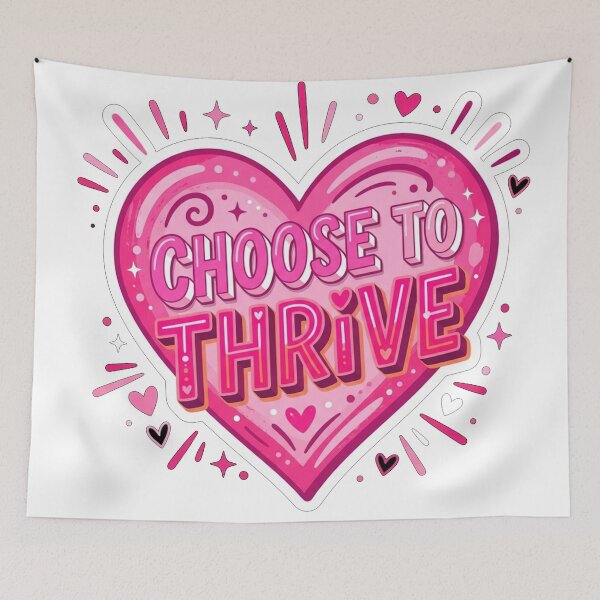 Item preview, Choose To Thrive Pink Heart Motivational Quote designed and sold by Owcomm.