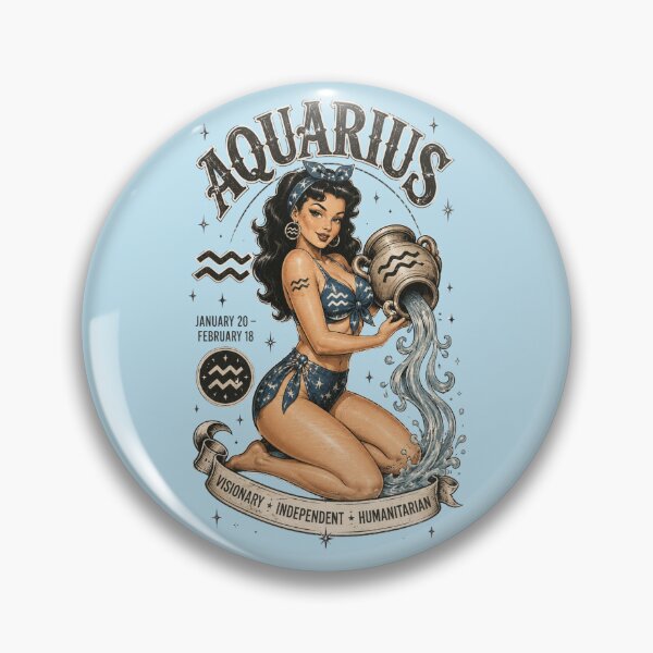 Item preview, Aquarius Zodiac Pin-Up Girl Design | Vintage Astrology Horoscope Gift for Aquarius designed and sold by TheStephanieRome.