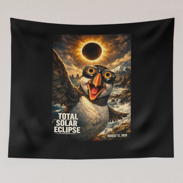 Item preview, Total Solar Eclipse Iceland Puffin Selfie August 12 2026 designed and sold by BHMARTS.