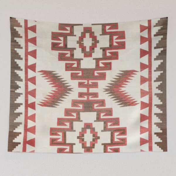 Item preview, NAVAJO 1920 TAPESTRY - RESTORED TO ORIGINAL RED & IVORY - RARE COLORS FOR NAVAJO ART! designed and sold by Big Bang Canvas.