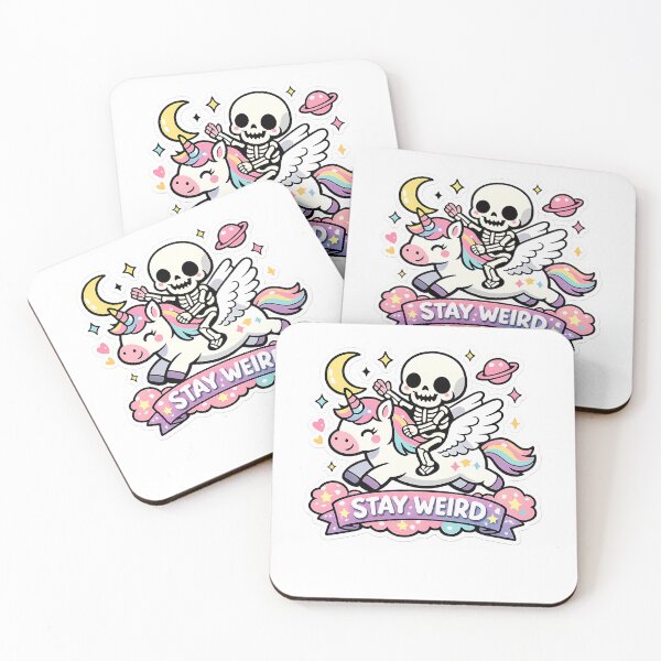Item preview, Space Pastel Goth Skeleton Riding Unicorn Stay Weird Sticker designed and sold by MIROUZ2000.